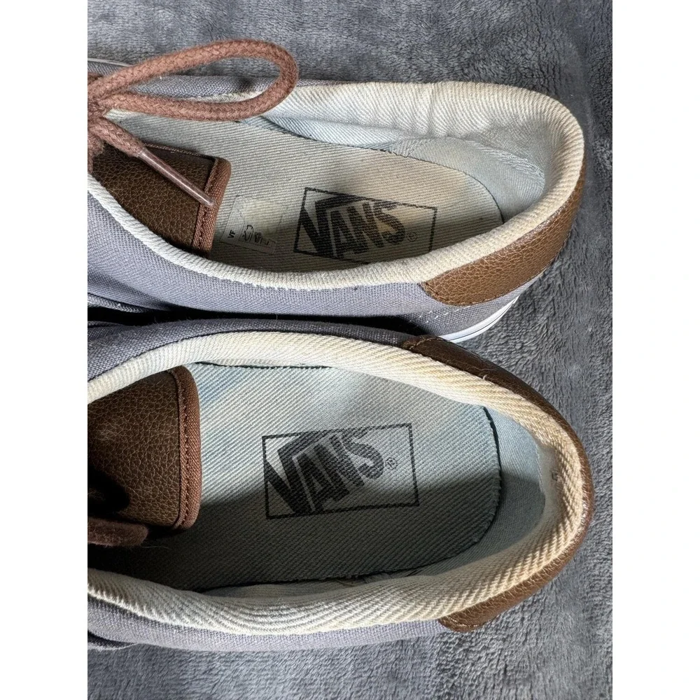 Vans Shoes Mens Size 7 Gray Brown Canvas Low Top Skate Sneakers Womens 8.5